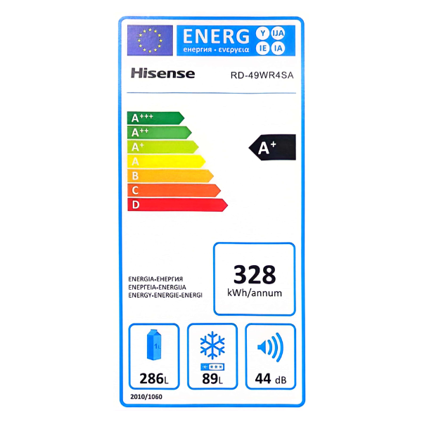 
	Réfrigérateur 2 portes Hisense RD-49WR4 – 375L -(NoFrost)