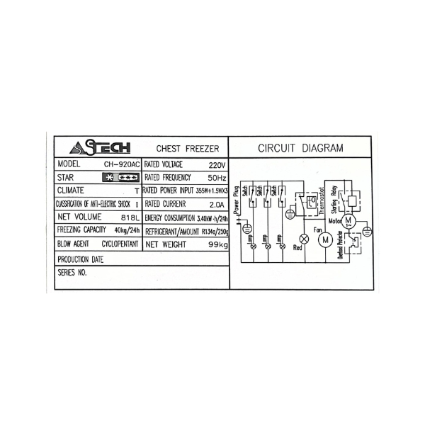 
	Congélateur Astech CH-920AC – 920 L