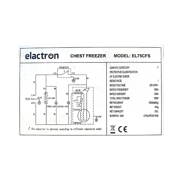 
	Congélateur horizontal Elactron EL75CFS – 550L