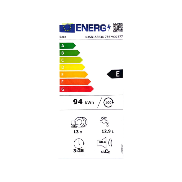 
	Lave-vaisselle encastrable  Beko BDSN153E3X- 13 couverts