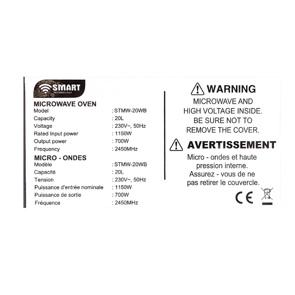 
	Micro-ondes 20 litres  Smart Technology STMW20 – 20L