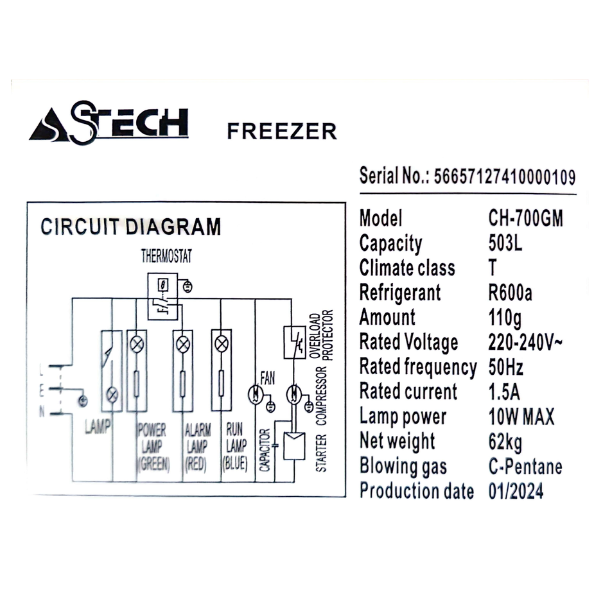 
	Congélateur horizontal Astech CH700GM – 503L