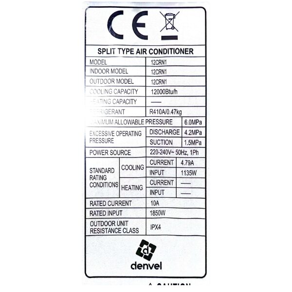 
	Split DENVEL MSAF-12CRN1 – 12000BTU