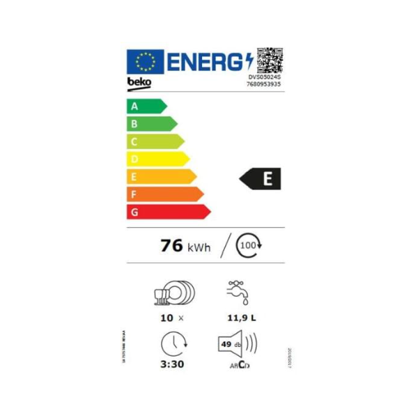 
	Lave-vaisselle Beko DVS05024S- 10 couverts