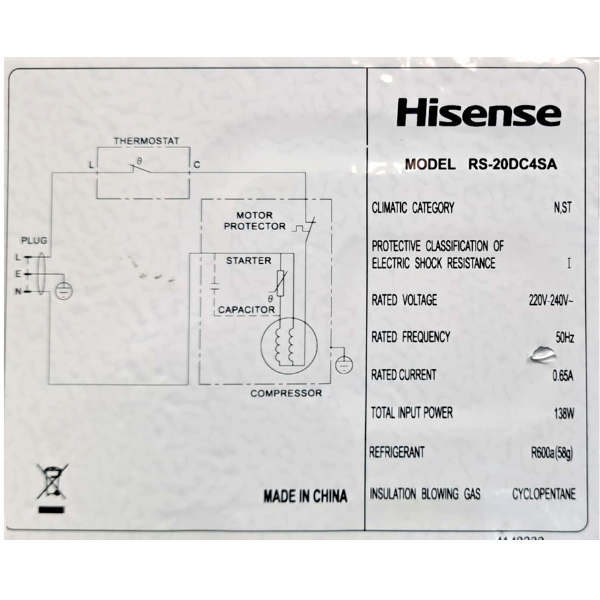 
	Congélateur vertical Hisense RS-20DC4SA-153 L-5T