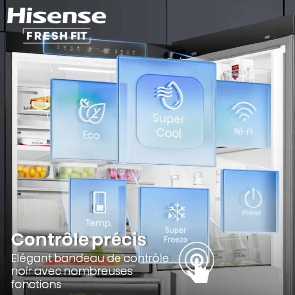 
	Congélateur Vertical Hisense FT5K310GSFC – 312L, 4 tiroirs,  No Frost, Inverter, Connecté WiFi & FreshFit