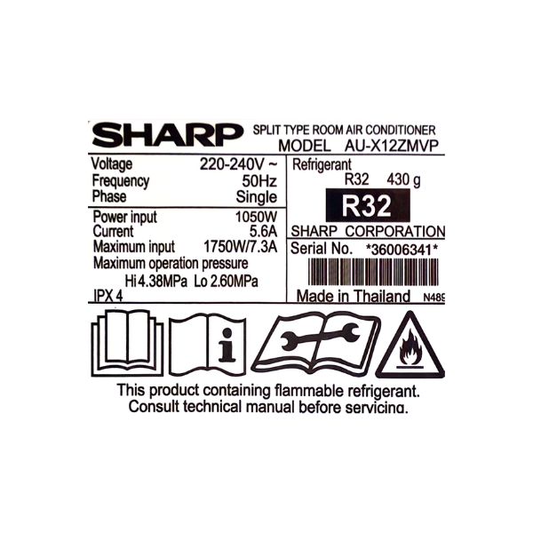 
	Split Sharp AH-X12ZMVP 12000 BTU-Inverter (Plasmacluster)