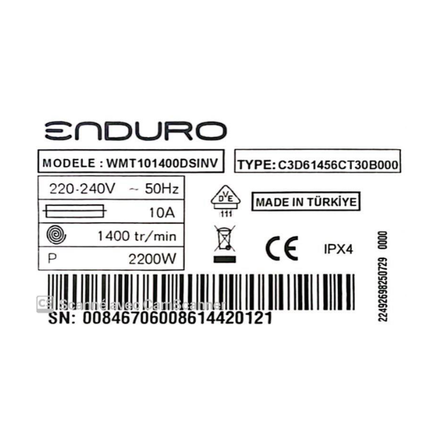
	Machine à laver Enduro WMT1014000DSINV 10 Kg