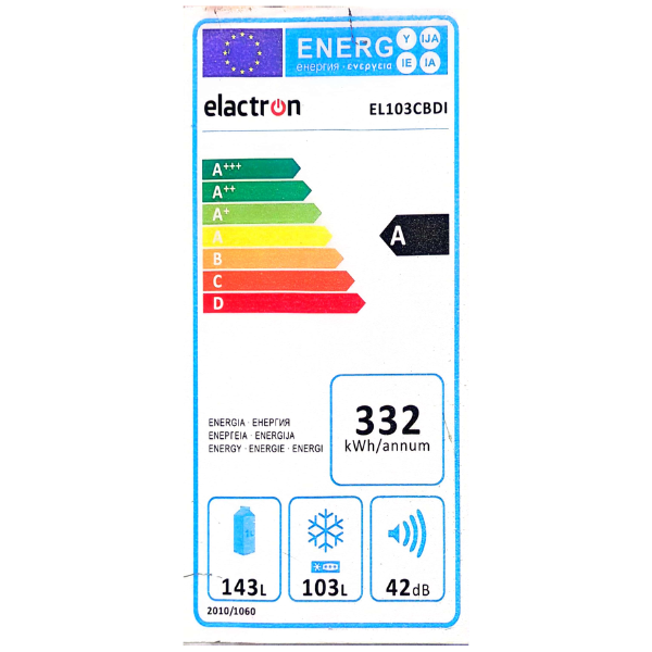 
	Réfrigérateur Combiné Congélation Bas ELACTRON El-103CBDI 246L-4T