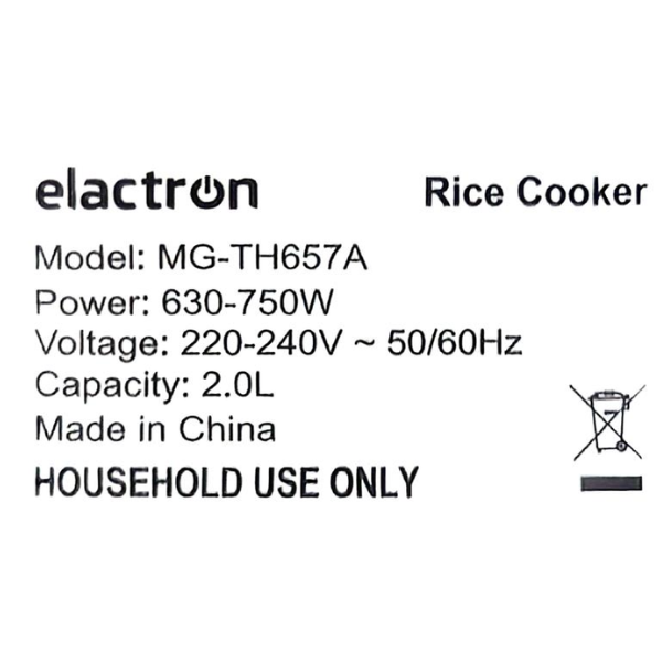 
	Cuiseur de riz Elactron MG‑TH657A – Multifonction vapeur (2L)