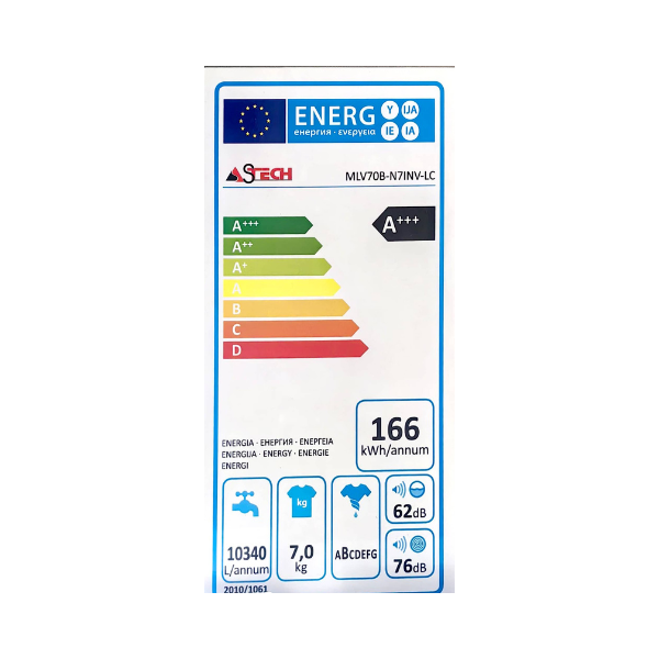 
	Machine à laver Astech MLV70B-N71NV-LC – 7kg -Inverter