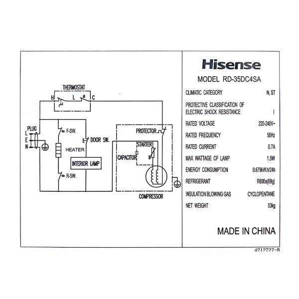 
	Réfrigérateur combiné Hisense RD-35DC4SA – 264 L-3tiroirs