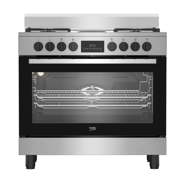 
	Cuisinière à Mixte Beko BBGM21225EX-6 Feux -90×60( 4 Feux à Gaz , 2 Foyers électriques & Four électrique  )