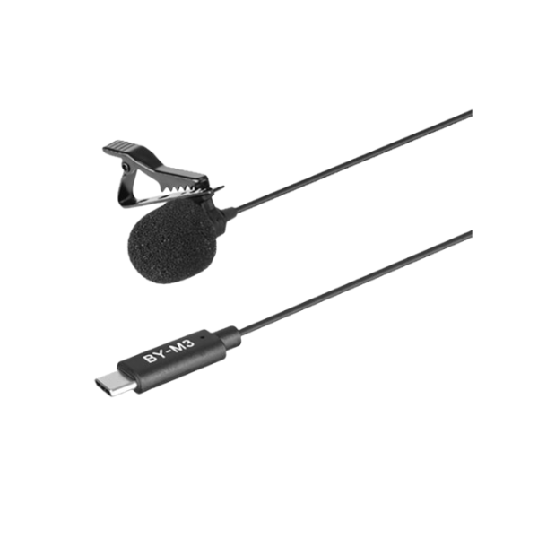 
	Micro Cravate BOYA BY-M3 – USB-C, condensateur omnidirectionnel, câble long pour enregistrement mobile