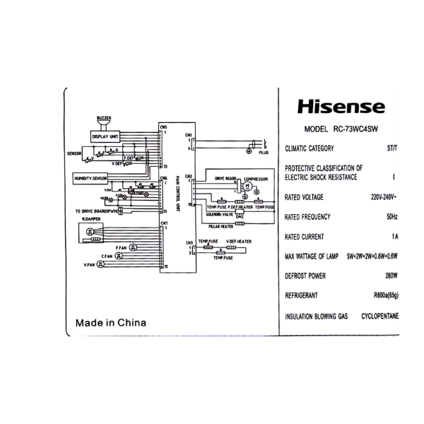
	Réfrigérateur combiné Hisense RC-73WC4SW- 499L- 6 Tiroirs
