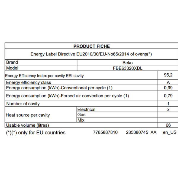 
	Cuisinière Mixte Beko FBE63320XDL 60X60 (3 feux+1 foyer électrique & Four électrique)