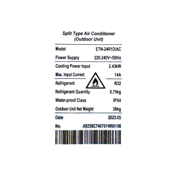 
	Split  ELACTRON ETN-24R1AC-24000BTU