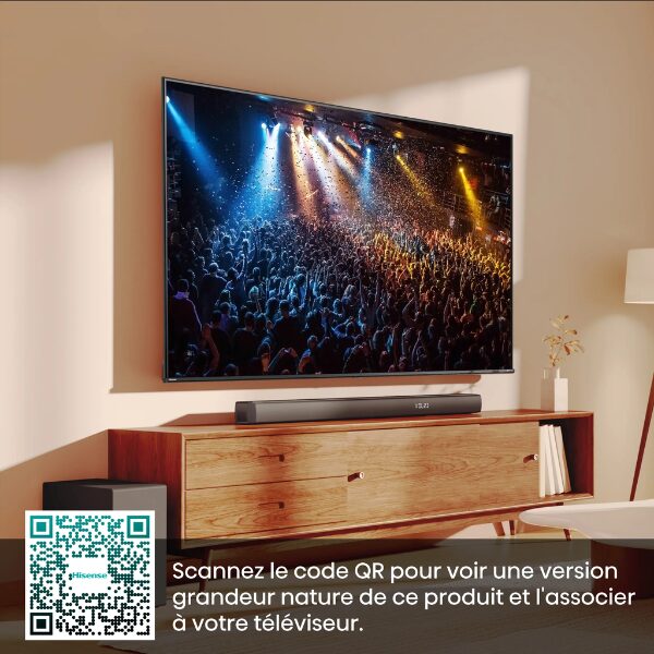 
	Barre de son HISENSE 3.1 HS3100 – Système audio 480W avec caisson de basses sans fil et Dolby Digital