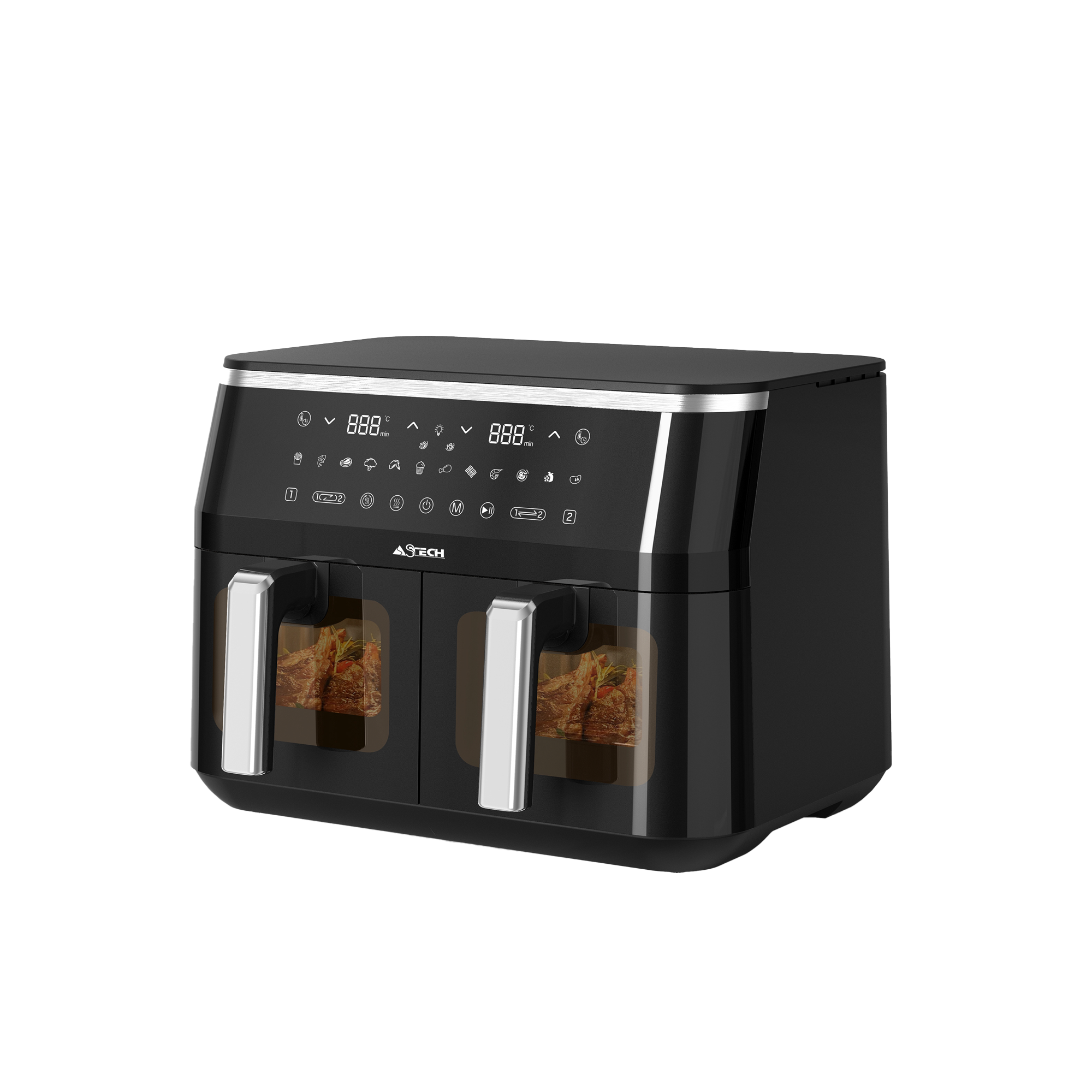 
	Air fryers-Friteuse à air Double compartiment Astech AF0107BXB 10L 1300W