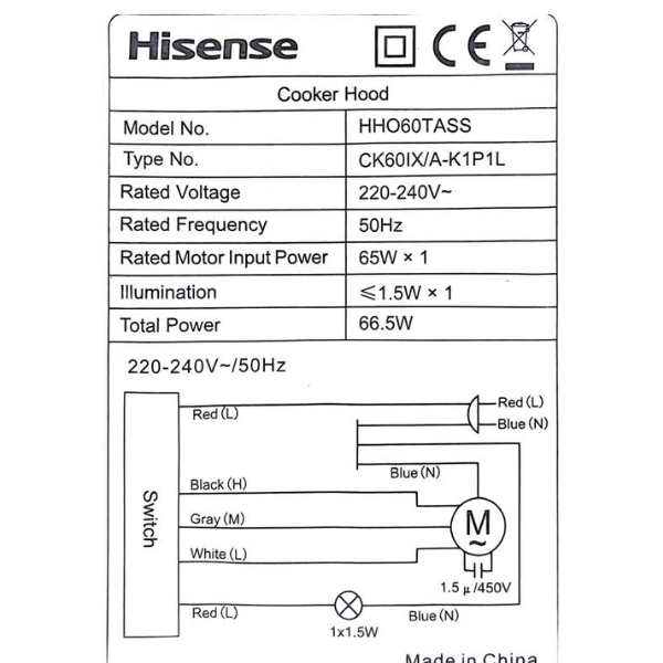 
	Hotte de cuisine Hisense   HHO60TASS – 60 cm