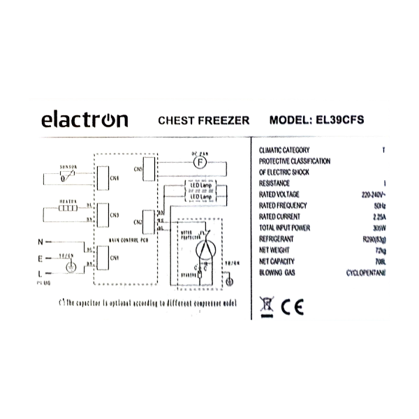 
	Congélateur horizontal Elactron EL39CFS – 900L – Gris