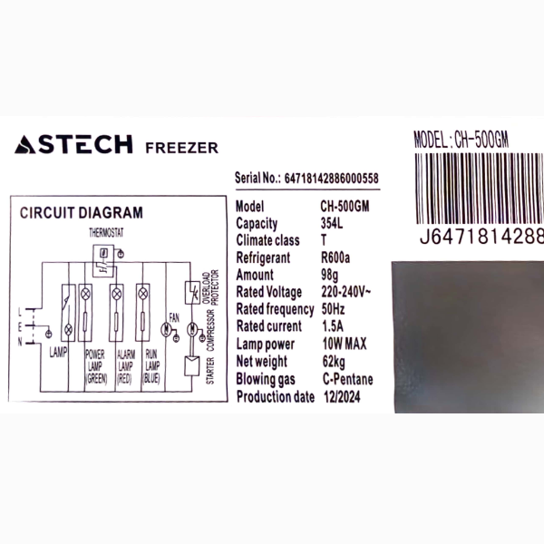 
	Congélateur horizontal Astech CH500GM – 500L