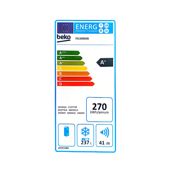 
	Congélateur vertical Beko FS130924S Defrost- 237L 7T