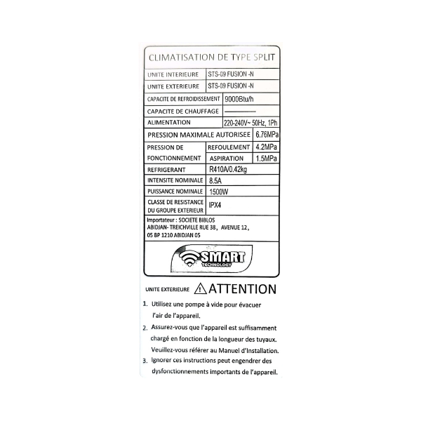 
	Split Smart Technology STS-09 – 9000 BTU – GAZ 410